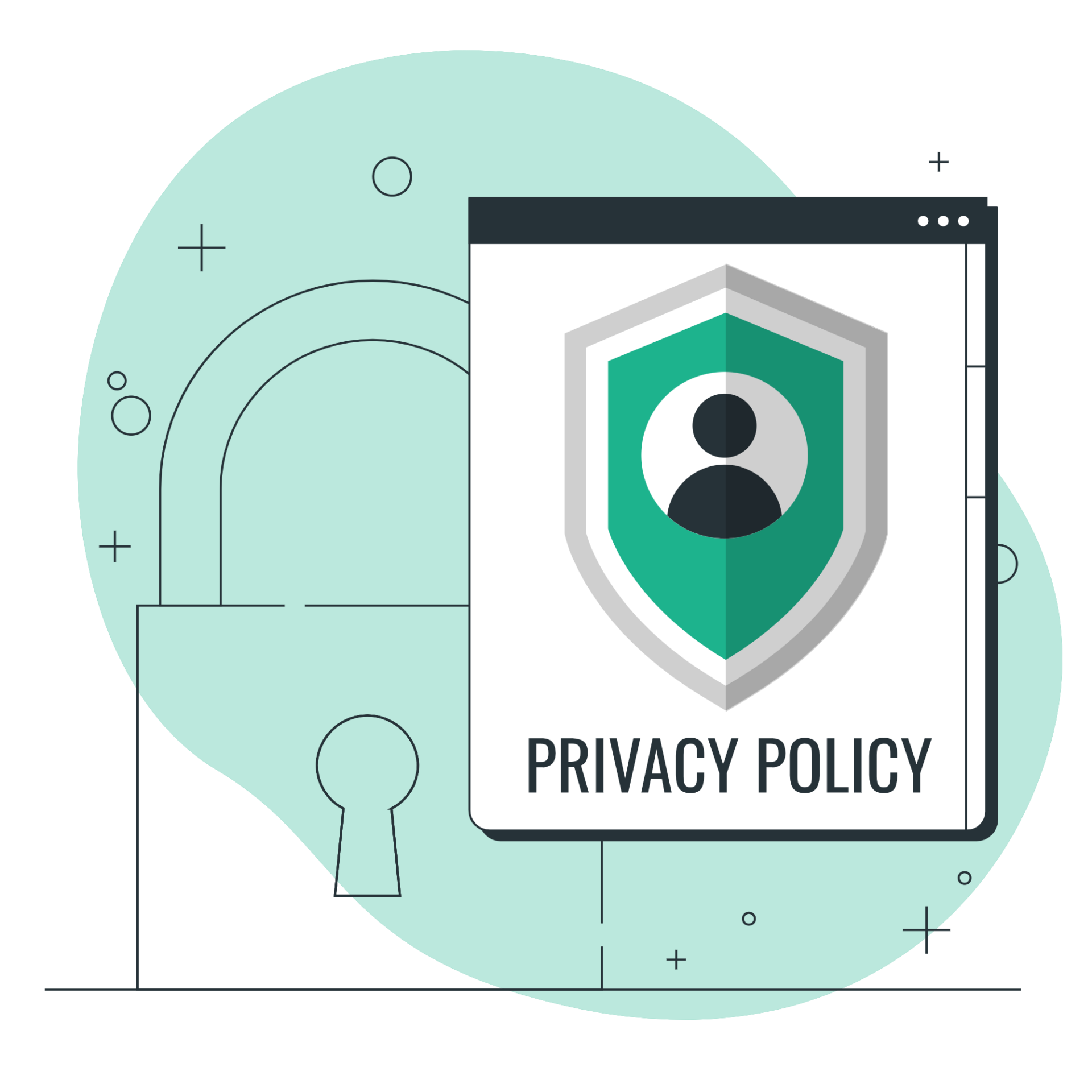 a screen shot of a computer screen with a shield and a person in the middle